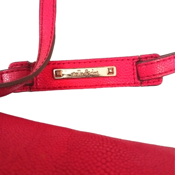 Stella & Dot Red Pebbled Leather Crossbody Bag - Picture 9 of 13